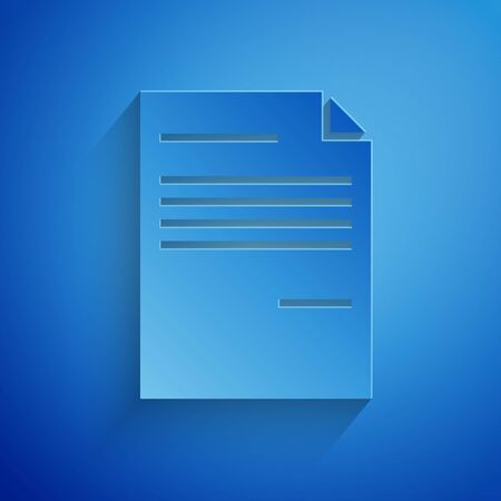 Paper cut Document icon isolated on blue background. File icon. Checklist icon. Business concept. Paper art style. Vector Illustrationのイラスト素材