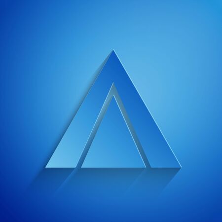 Paper cut Tourist tent icon isolated on blue background. Camping symbol. Paper art style. Vector Illustrationのイラスト素材