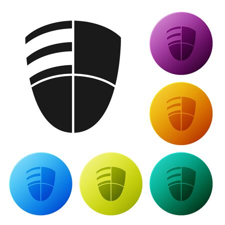 Black Football club template icon isolated on white background. Design element for label, emblem, sign, poster. Set icons colorful circle buttons. Vector Illustrationのイラスト素材