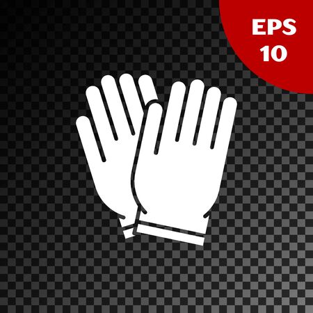 White Garden gloves icon isolated on transparent dark background. Rubber gauntlets sign. Farming hand protection, gloves safety. Vector Illustrationのイラスト素材