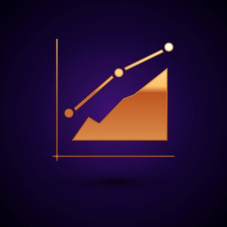 Gold Pie chart infographic icon isolated on dark blue background. Diagram chart sign. Vector Illustrationのイラスト素材