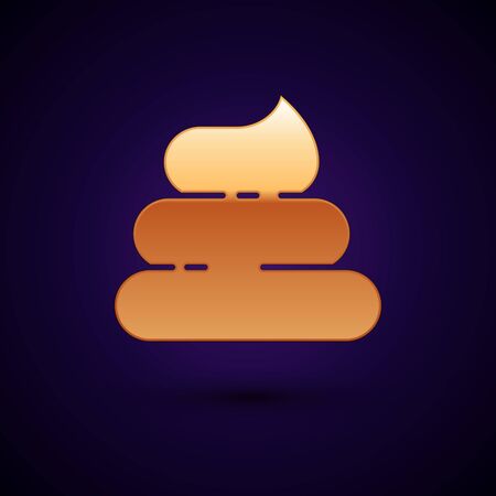 Gold Shit icon isolated on dark blue background. Vector Illustrationのイラスト素材