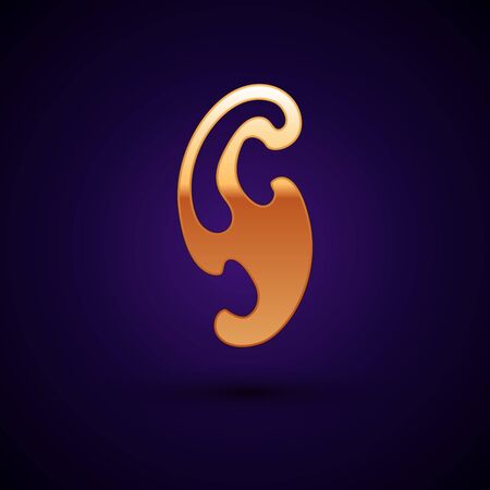 Gold French curves icon isolated on dark blue background. Sewing equipment. Vector Illustrationのイラスト素材