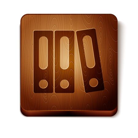 Brown Office folders with papers and documents icon isolated on white background. Office binders. Archives folder sign. Wooden square button. Vector Illustrationのイラスト素材