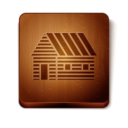 Brown Farm house icon isolated on white background. Wooden square button. Vector Illustrationのイラスト素材