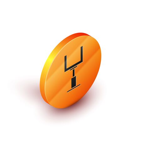 Isometric American football goal post icon isolated on white background. Orange circle button. Vector Illustrationのイラスト素材