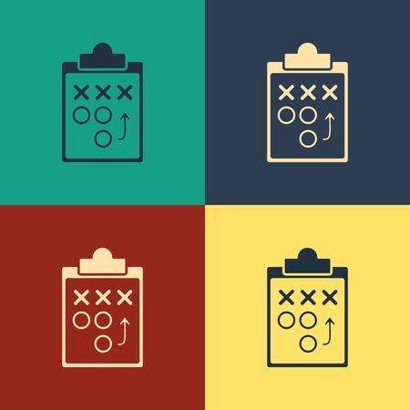 Color Planning strategy concept icon isolated on color background. Soccer or american football cup formation and tactic. Vintage style drawing. Vector Illustrationのイラスト素材