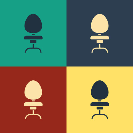 Color Office chair icon isolated on color background. Vintage style drawing. Vector Illustrationのイラスト素材