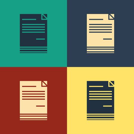 Color Document icon isolated on color background. File icon. Checklist icon. Business concept. Vintage style drawing. Vector Illustrationのイラスト素材