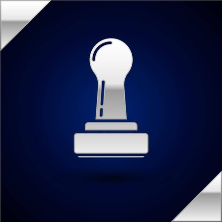 Silver Stamp icon isolated on dark blue background. Vector Illustrationのイラスト素材