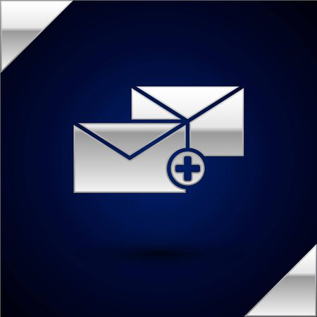 Silver Envelope icon isolated on dark blue background. Received message concept. New, email incoming message, sms. Mail delivery service. Vector Illustrationのイラスト素材