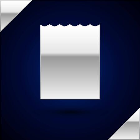 Silver Paper shopping bag icon isolated on dark blue background. Package sign. Vector Illustrationのイラスト素材