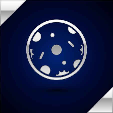 Silver Pizza icon isolated on dark blue background. Fast food menu. Vector Illustrationのイラスト素材