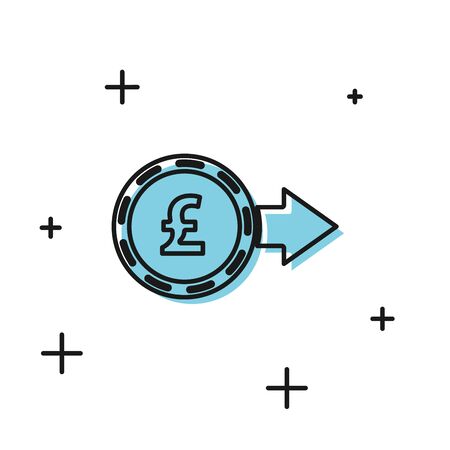 Black Coin money with pound sterling symbol icon isolated on white background. Banking currency sign. Cash symbol. Vector Illustrationのイラスト素材