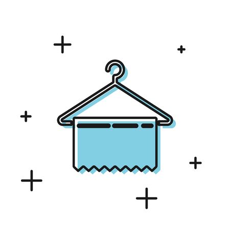 Black Hanger wardrobe icon isolated on white background. Clean towel sign. Cloakroom icon. Clothes service symbol. Laundry hanger sign. Vector Illustrationのイラスト素材