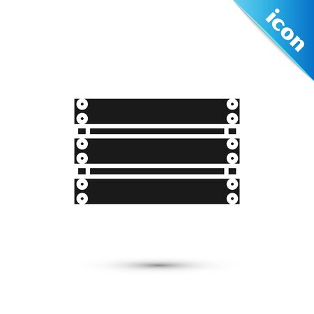 Black Wooden box icon isolated on white background. Grocery basket, storehouse crate. Empty wooden container for vegetables, products. Vector Illustrationのイラスト素材