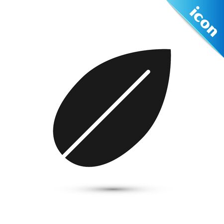 Black Leaf icon isolated on white background. Fresh natural product symbol. Vector Illustrationのイラスト素材