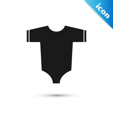 Black Baby clothes icon isolated on white background. Baby clothing for baby girl and boy. Baby bodysuit. Vector Illustrationのイラスト素材