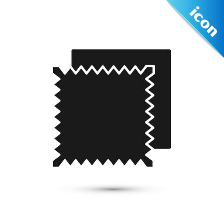 Black Textile fabric roll icon isolated on white background. Roll, mat, rug, cloth, carpet or paper roll icon. Vector Illustrationのイラスト素材
