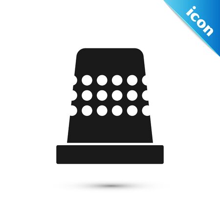 Black Thimble for sewing icon isolated on white background. Vector Illustrationのイラスト素材