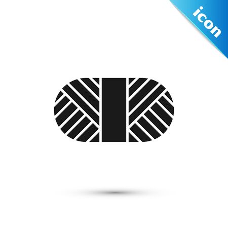 Black Sewing thread on spool icon isolated on white background. Yarn spool. Thread bobbin. Vector Illustrationのイラスト素材