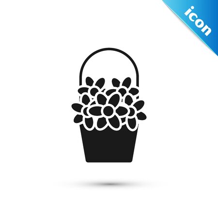 Black Flowers in a basket icon isolated on white background. Vector Illustrationのイラスト素材