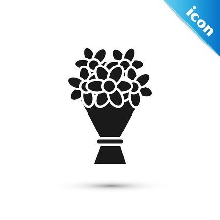 Black Bouquet of flowers icon isolated on white background. Vector Illustrationのイラスト素材