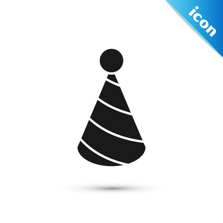 Black Party hat icon isolated on white background. Birthday hat. Vector Illustrationのイラスト素材