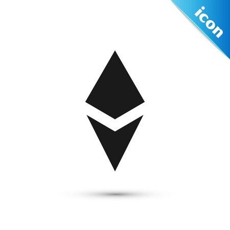Black Cryptocurrency coin Ethereum ETH icon isolated on white background. Altcoin symbol. Blockchain based secure crypto currency. Vector Illustrationのイラスト素材