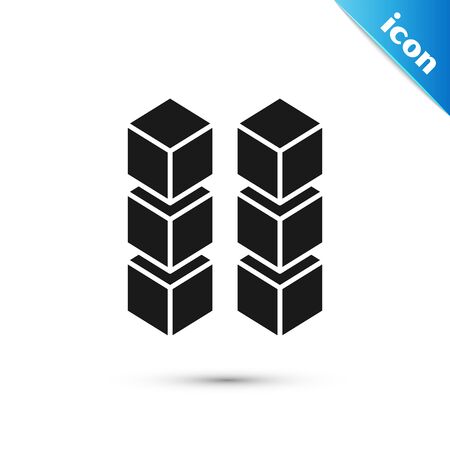 Black Blockchain technology icon isolated on white background. Cryptocurrency data. Abstract geometric block chain network technology business. Vector Illustrationのイラスト素材