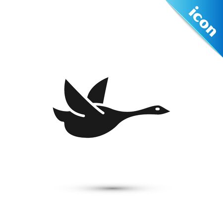 Black Flying duck icon isolated on white background. Vector Illustrationのイラスト素材