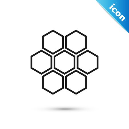 Black Honeycomb icon isolated on white background. Honey cells symbol. Sweet natural food. Vector Illustrationのイラスト素材