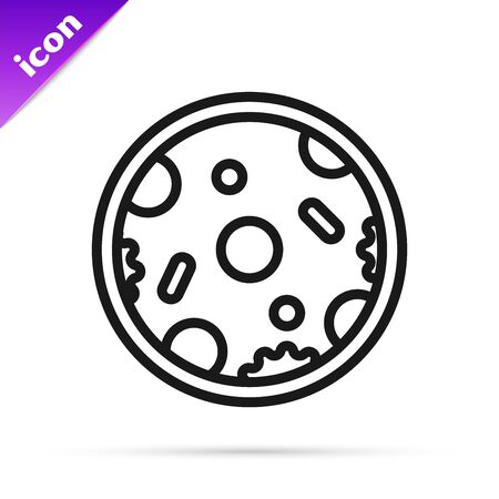 Black line Pizza icon isolated on white background. Fast food menu. Vector Illustrationのイラスト素材