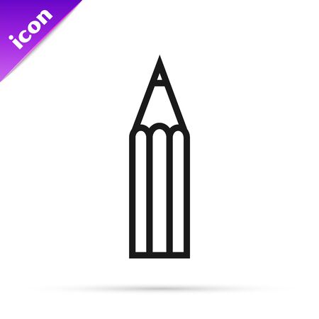 Black line Pencil icon isolated on white background. Education sign. Drawing and educational tools. School office symbol. Vector Illustrationのイラスト素材