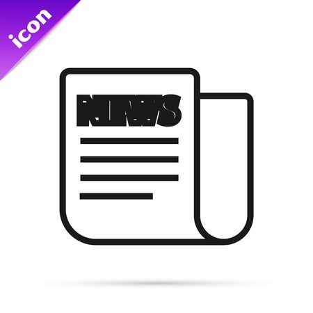 Black line News icon isolated on white background. Newspaper sign. Mass media symbol. Vector Illustrationのイラスト素材