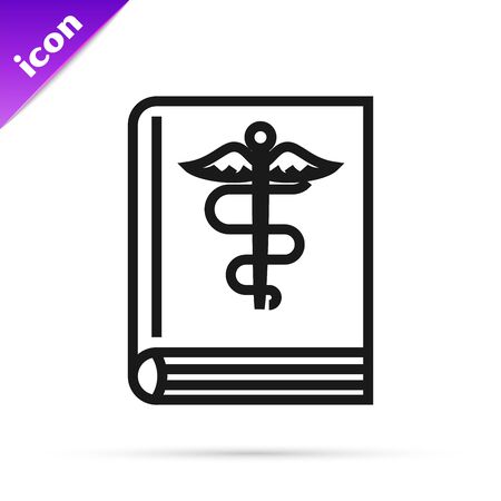 Black line Medical book icon isolated on white background. Vector Illustrationのイラスト素材