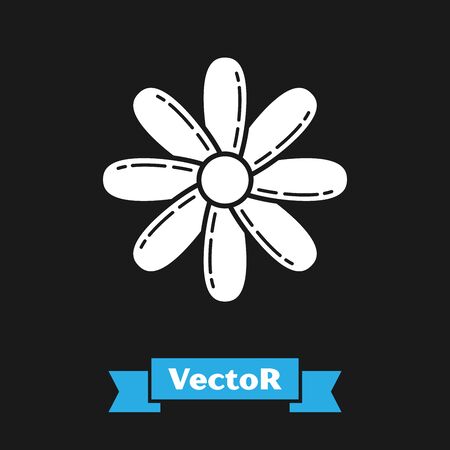 White Flower icon isolated on black background. Sweet natural food. Vector Illustrationのイラスト素材