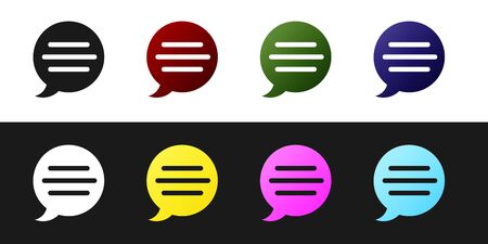 Set Speech bubble chat icon isolated on black and white background. Message icon. Communication or comment chat symbol. Vector Illustrationのイラスト素材