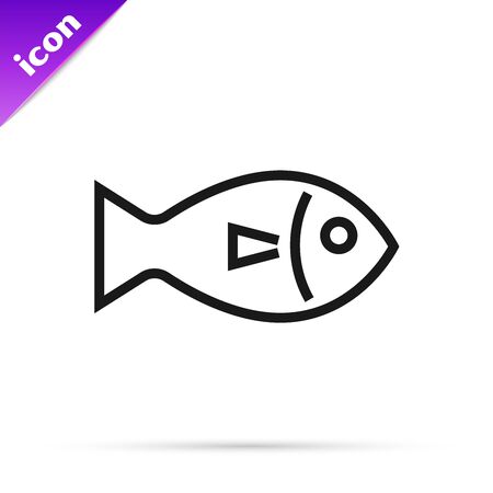 Black line Fish icon isolated on white background. Vector Illustrationのイラスト素材