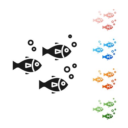 Black Fish icon isolated on white background. Set icons colorful. Vector Illustrationのイラスト素材