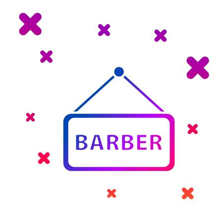 Color Barbershop icon isolated on white background. Hairdresser signboard. Gradient random dynamic shapes. Vector Illustrationのイラスト素材