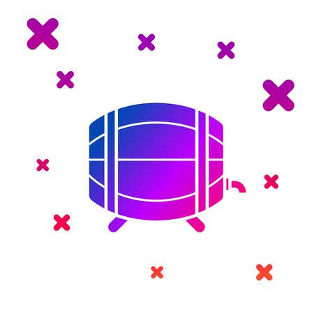 Color Wooden barrel on rack with stopcock icon isolated on white background. Gradient random dynamic shapes. Vector Illustrationのイラスト素材