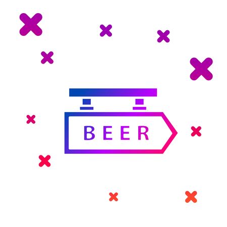 Color Street signboard with inscription Beer icon isolated on white background. Suitable for advertisements bar, cafe, pub, restaurant. Gradient random dynamic shapes. Vector Illustrationのイラスト素材