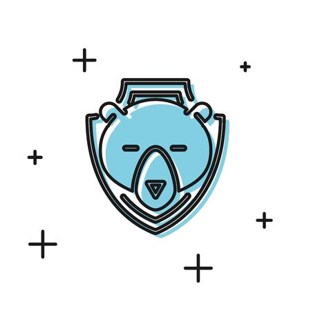 Black Bear head on shield icon isolated on white background. Hunting trophy on wall. Vector Illustrationのイラスト素材