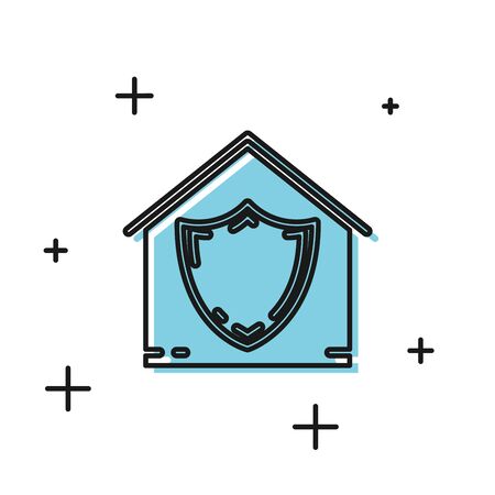 Black House under protection icon isolated on white background. Protection, safety, security, protect, defense concept. Vector Illustrationのイラスト素材