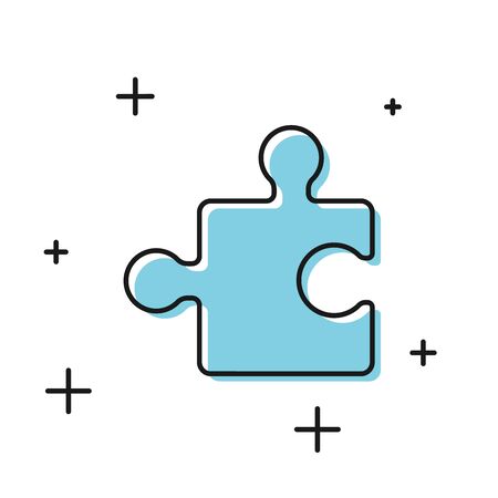 Black Piece of puzzle icon isolated on white background. Modern flat, business, marketing, finance, internet concept. Vector Illustrationのイラスト素材