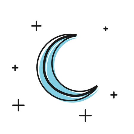 Black Moon and stars icon isolated on white background. Vector Illustrationのイラスト素材