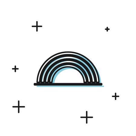 Black Rainbow with clouds icon isolated on white background. Vector Illustrationのイラスト素材