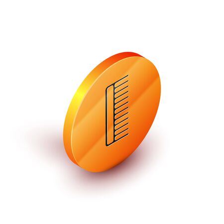 Isometric Hairbrush icon isolated on white background. Comb hair sign. Barber symbol. Orange circle button. Vector Illustrationのイラスト素材