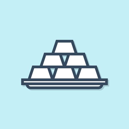 Blue line Gold bars icon isolated on blue background. Banking business concept. Vector Illustrationのイラスト素材